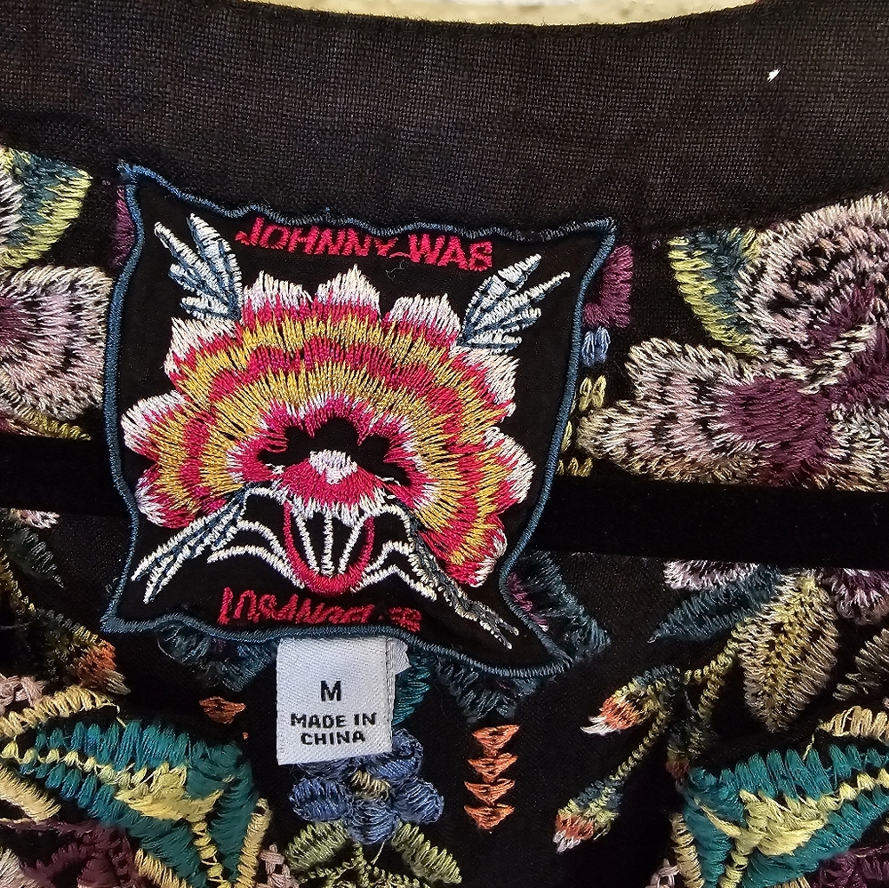 Johnny Was Black Floral Embroidered Dress - Picture 4 of 16